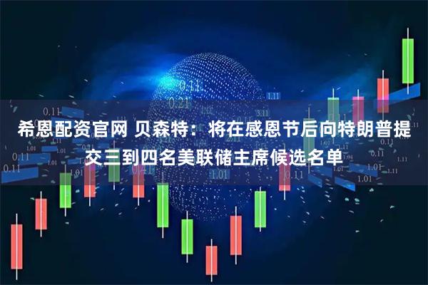 希恩配资官网 贝森特：将在感恩节后向特朗普提交三到四名美联储主席候选名单