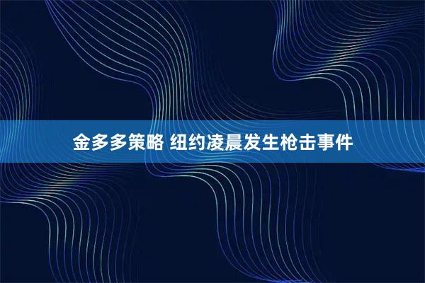 金多多策略 纽约凌晨发生枪击事件